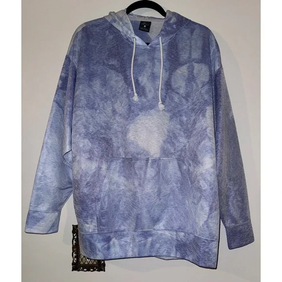Nike Dri-FIT Mens Large Blue White Tie Dye Hoodie Sweatshirt Swoosh Logo - Picture 6 of 7